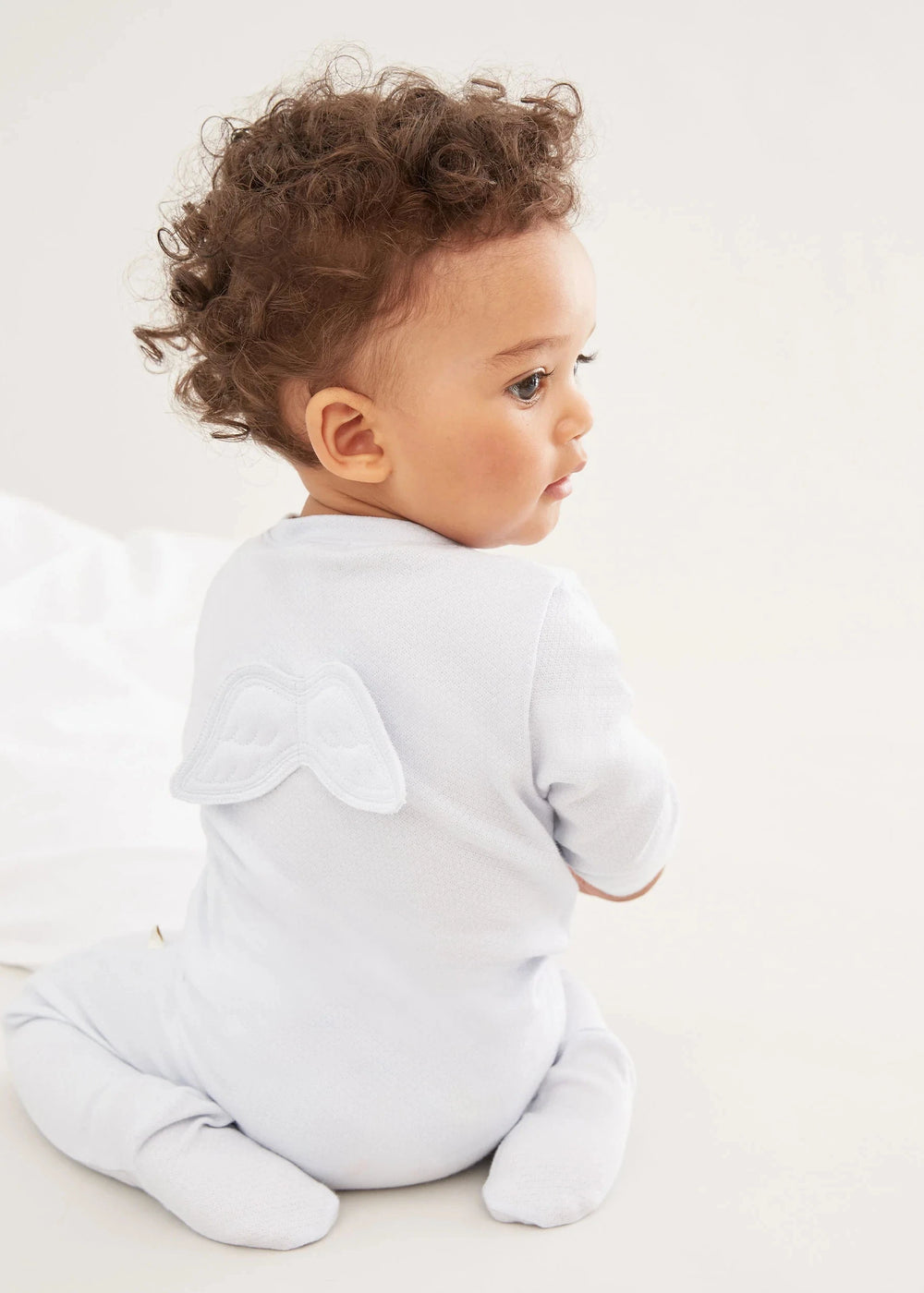 Angel Wing Pointelle Sleepsuit Blue