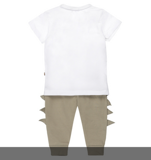 Dirkje boys baby set T-shirt and trousers white crocodile