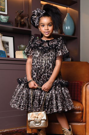 Victoria Black Leopard Tulle Dress