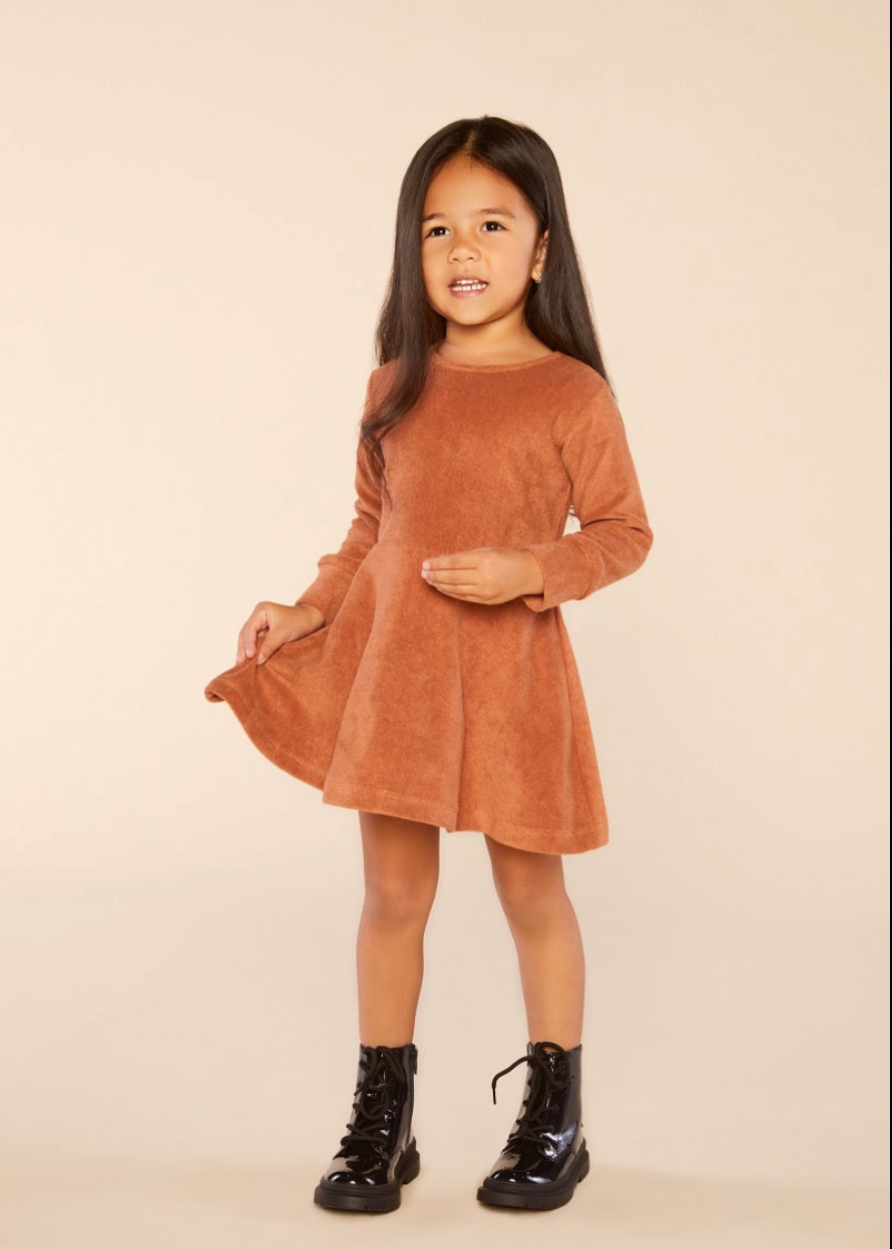 Organic Cotton Terry Dress in Ginger Brown