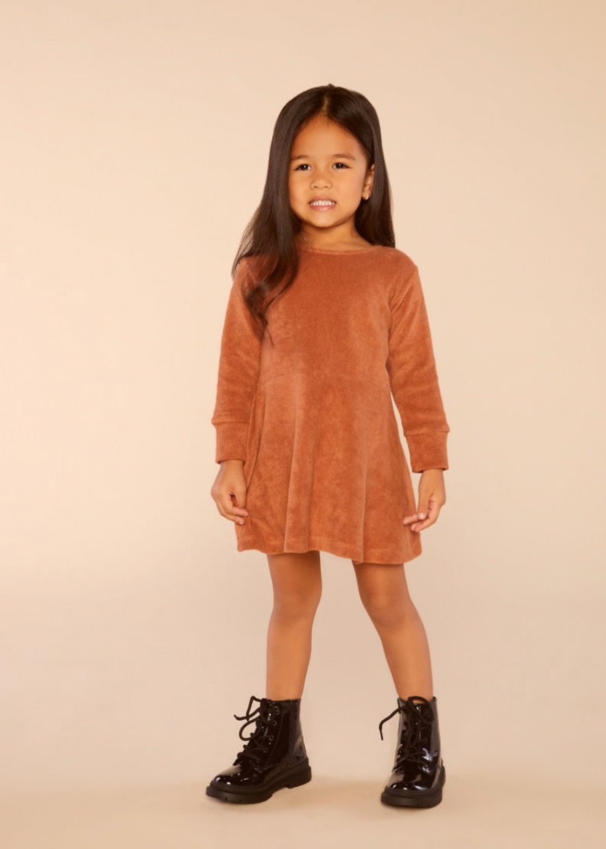 Organic Cotton Terry Dress in Ginger Brown