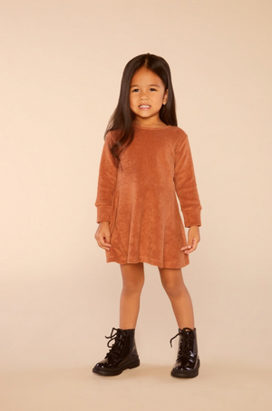 Organic Cotton Terry Dress in Ginger Brown