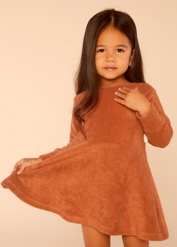 Organic Cotton Terry Dress in Ginger Brown