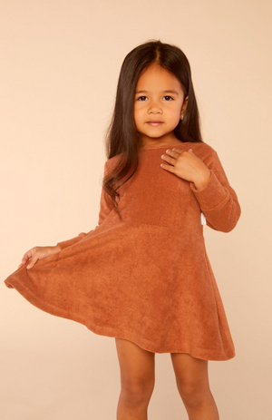 Organic Cotton Terry Dress in Ginger Brown