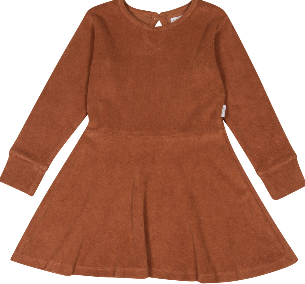 Organic Cotton Terry Dress in Ginger Brown