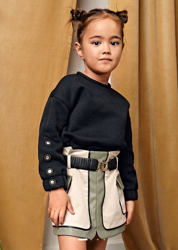 Girl Combined Twill Skirt