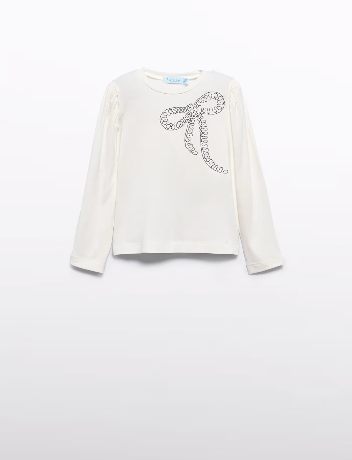 Cream Embroidered T-Shirt with Bow