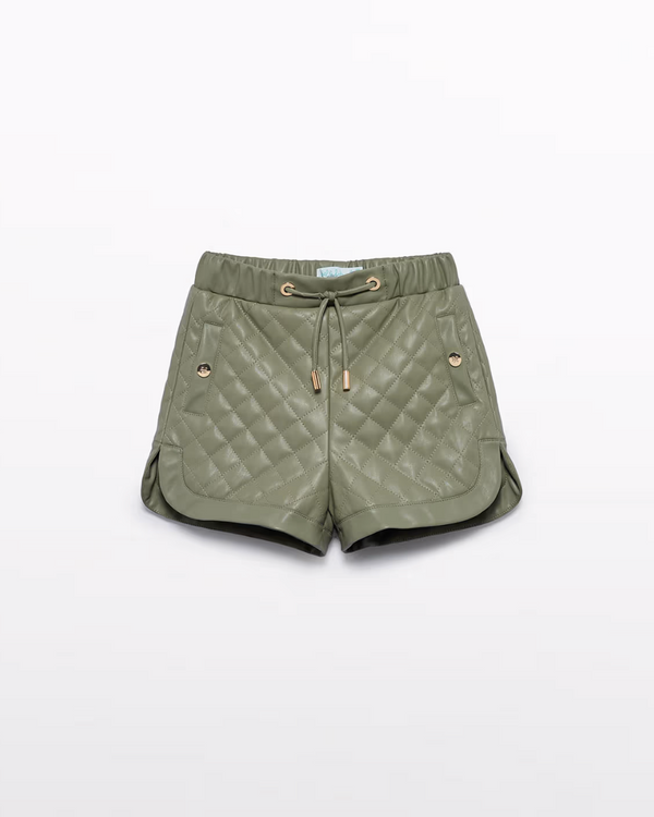 Bay leaf Quilted Faux Bermuda Shorts