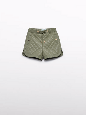 Bay leaf Quilted Faux Bermuda Shorts