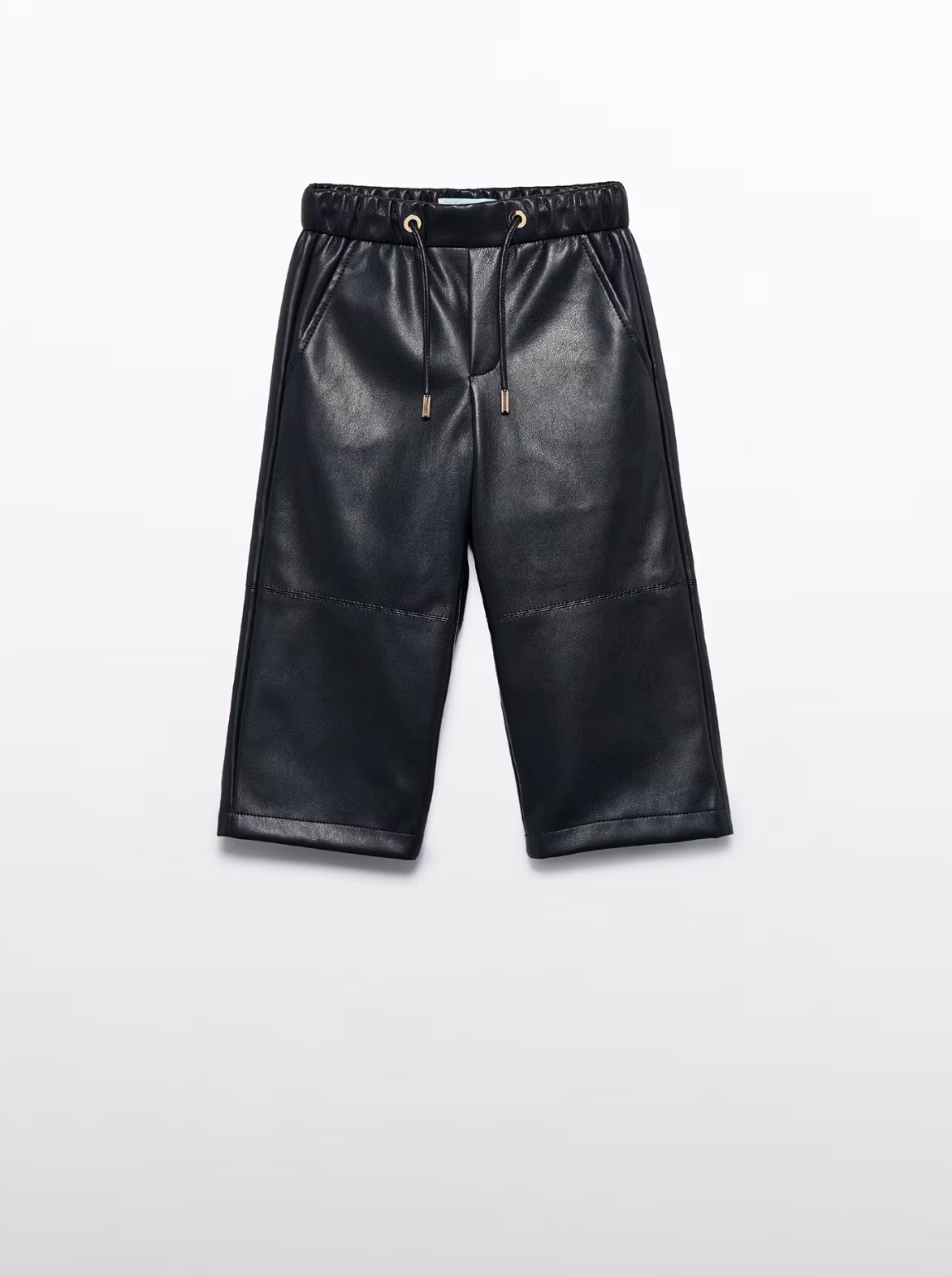 Girl Faux Black Leather Culotte Pants