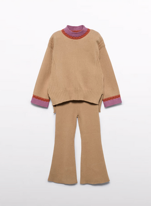 Camel Ribbed Knit Pants