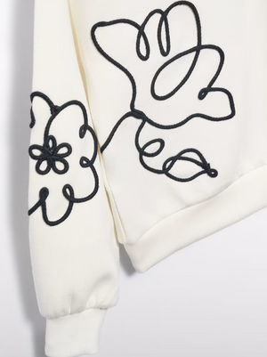 Embroidered Cream Sweatshirt