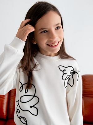 Embroidered Cream Sweatshirt