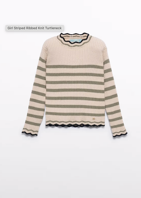 Marzipan Striped Ribbed Knit Turtleneck