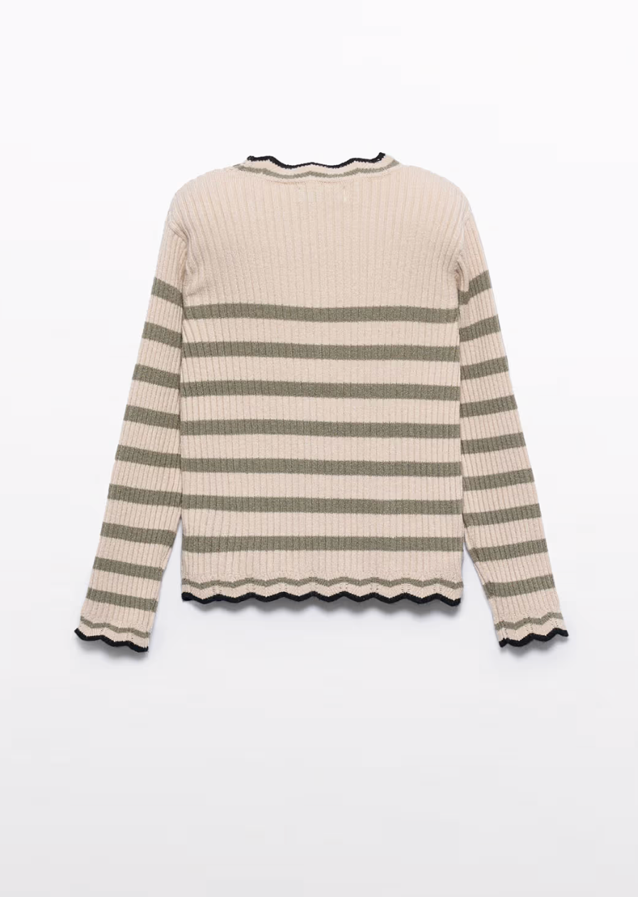 Marzipan Striped Ribbed Knit Turtleneck