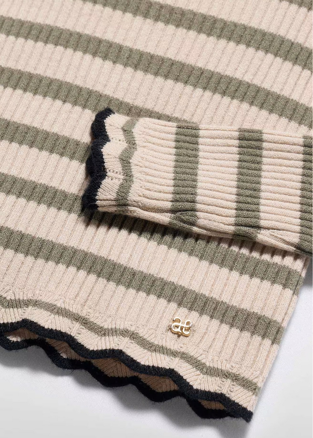Marzipan Striped Ribbed Knit Turtleneck