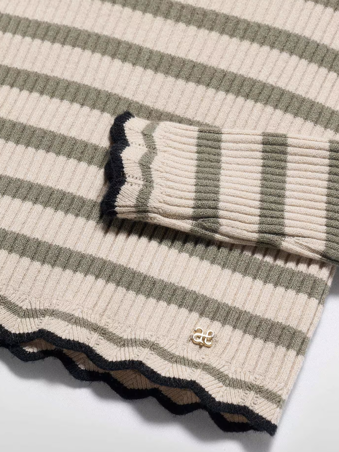 Marzipan Striped Ribbed Knit Turtleneck