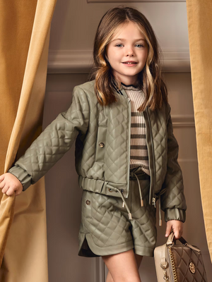Bay leaf Quilted Faux Jacket