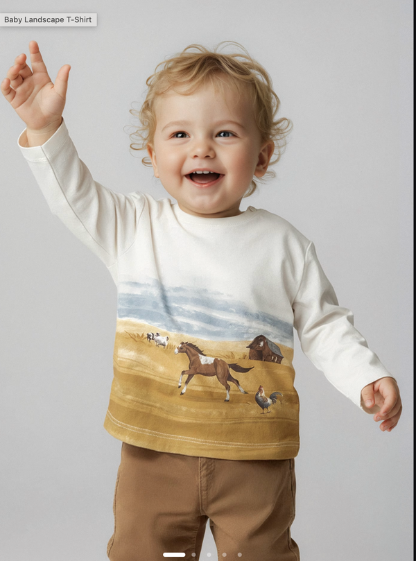 Baby Landscape Farm Print T-Shirt