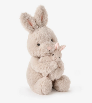 Elegant Baby Bunny & Mama Plush Toy Set