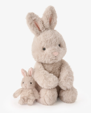 Elegant Baby Bunny & Mama Plush Toy Set