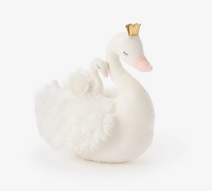 Elegant Baby Mama & Baby Swan Plush Toy Set