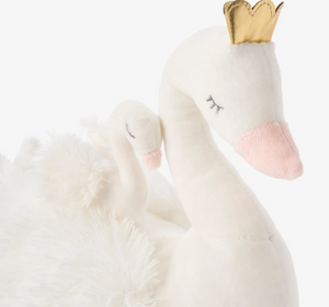 Elegant Baby Mama & Baby Swan Plush Toy Set