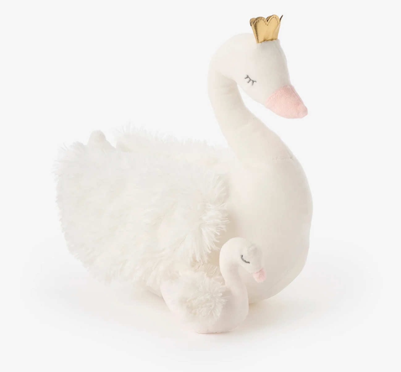 Elegant Baby Mama & Baby Swan Plush Toy Set
