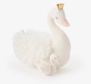 Elegant Baby Mama & Baby Swan Plush Toy Set