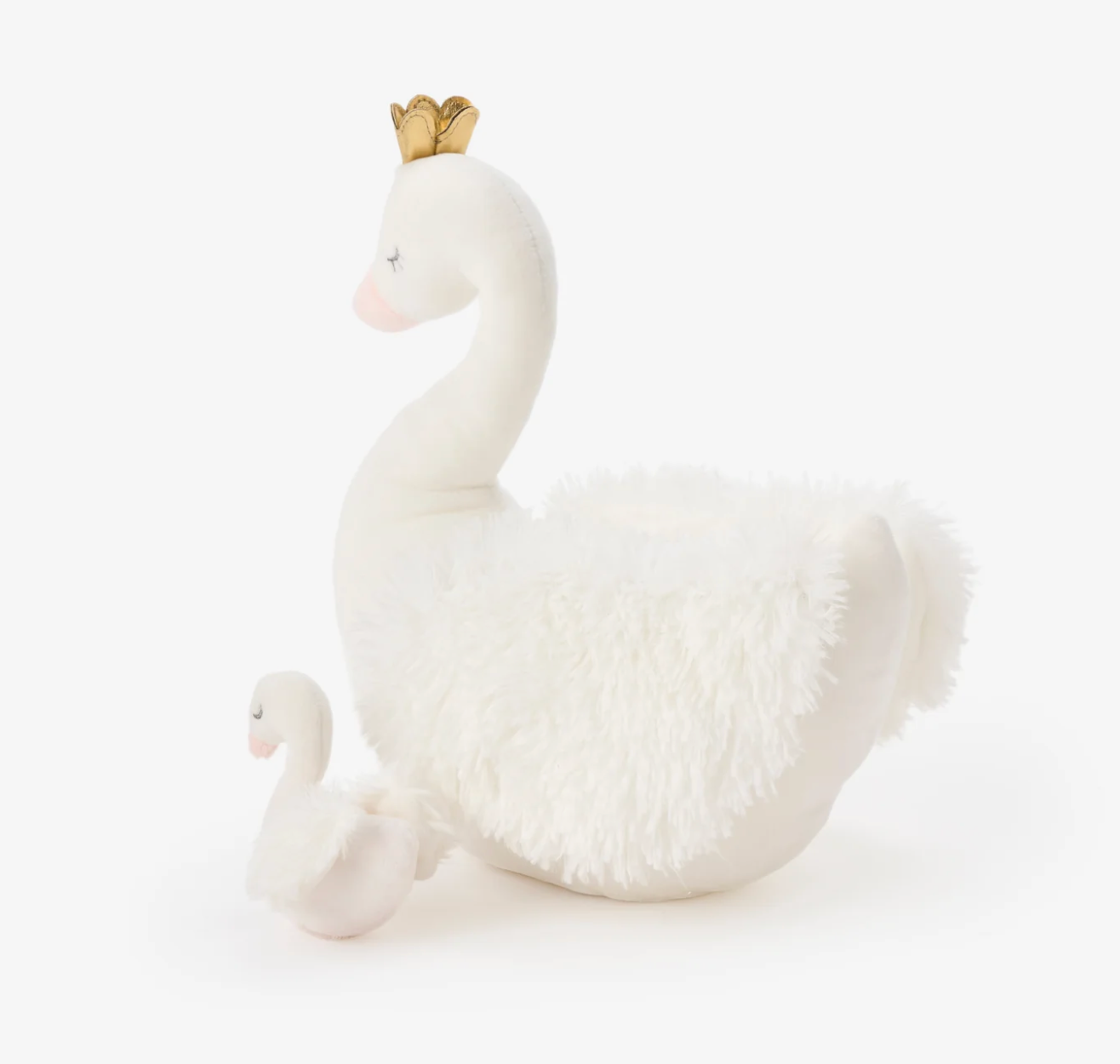 Elegant Baby Mama & Baby Swan Plush Toy Set
