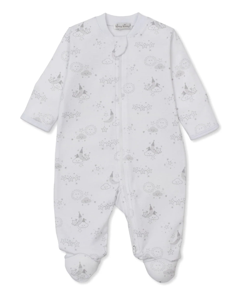 Nightfall Printed Silver Footie w/Zipper