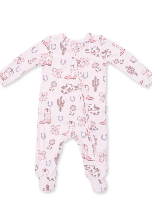 Cowgirl Boots and Bows - 2 Way Zipper Footie