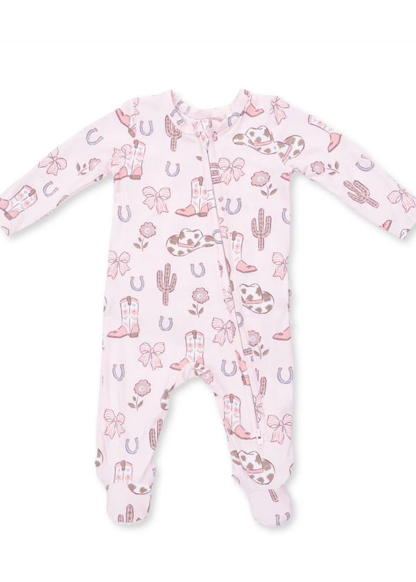 Cowgirl Boots and Bows - 2 Way Zipper Footie