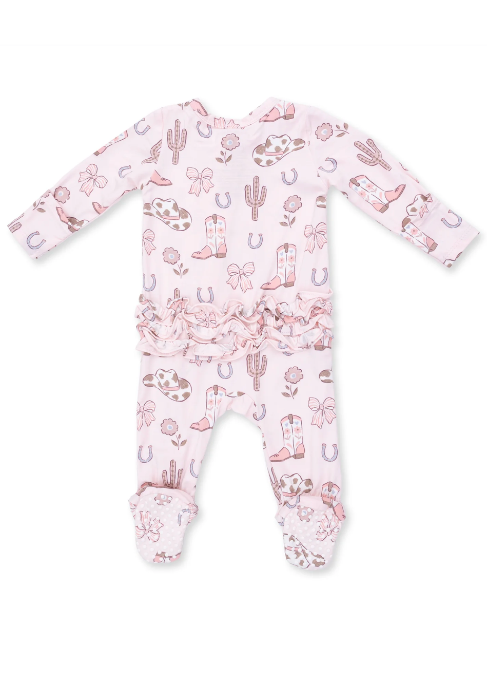 Cowgirl Boots and Bows - 2 Way Zipper Footie