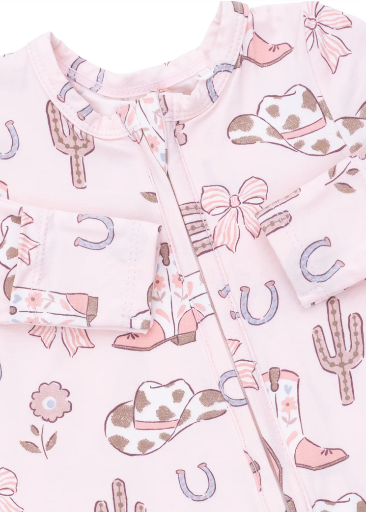Cowgirl Boots and Bows - 2 Way Zipper Footie