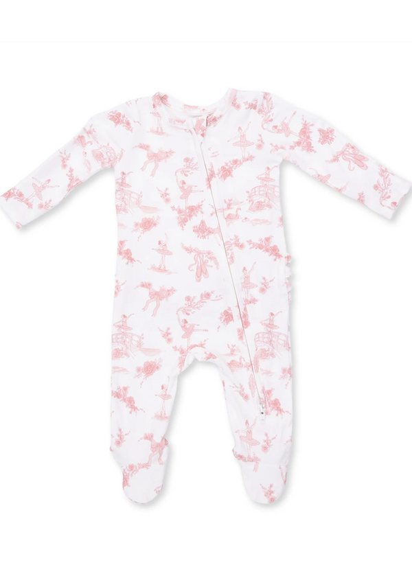 Ballet Toile 2 Way Ruffle Back Zipper Footie