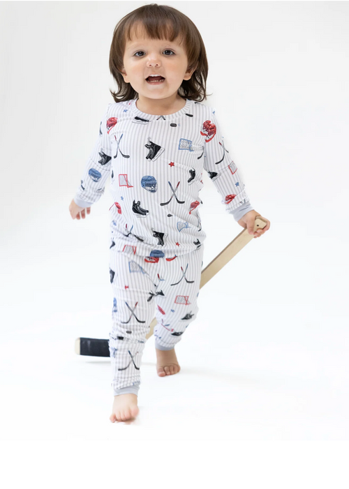 Hockey Stripe Long Sleeve Loungewear Set