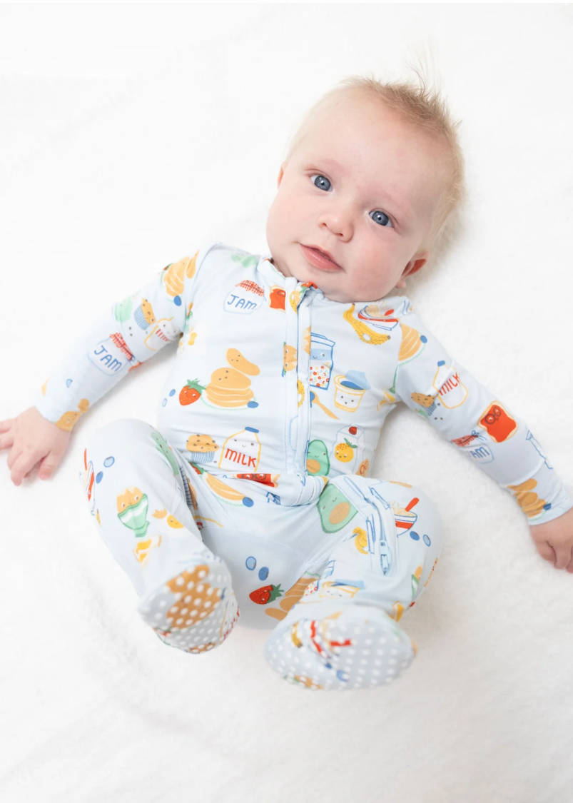 Breakfast Club Blue 2 Way Zipper Footie