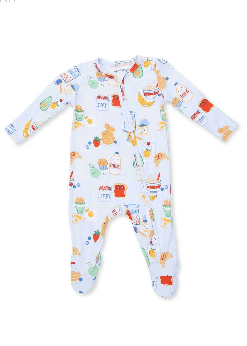 Breakfast Club Blue 2 Way Zipper Footie