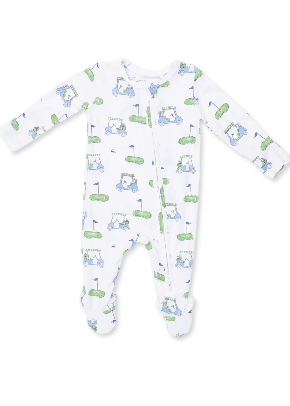Golf Carts Blue 2 Way Zipper Footie