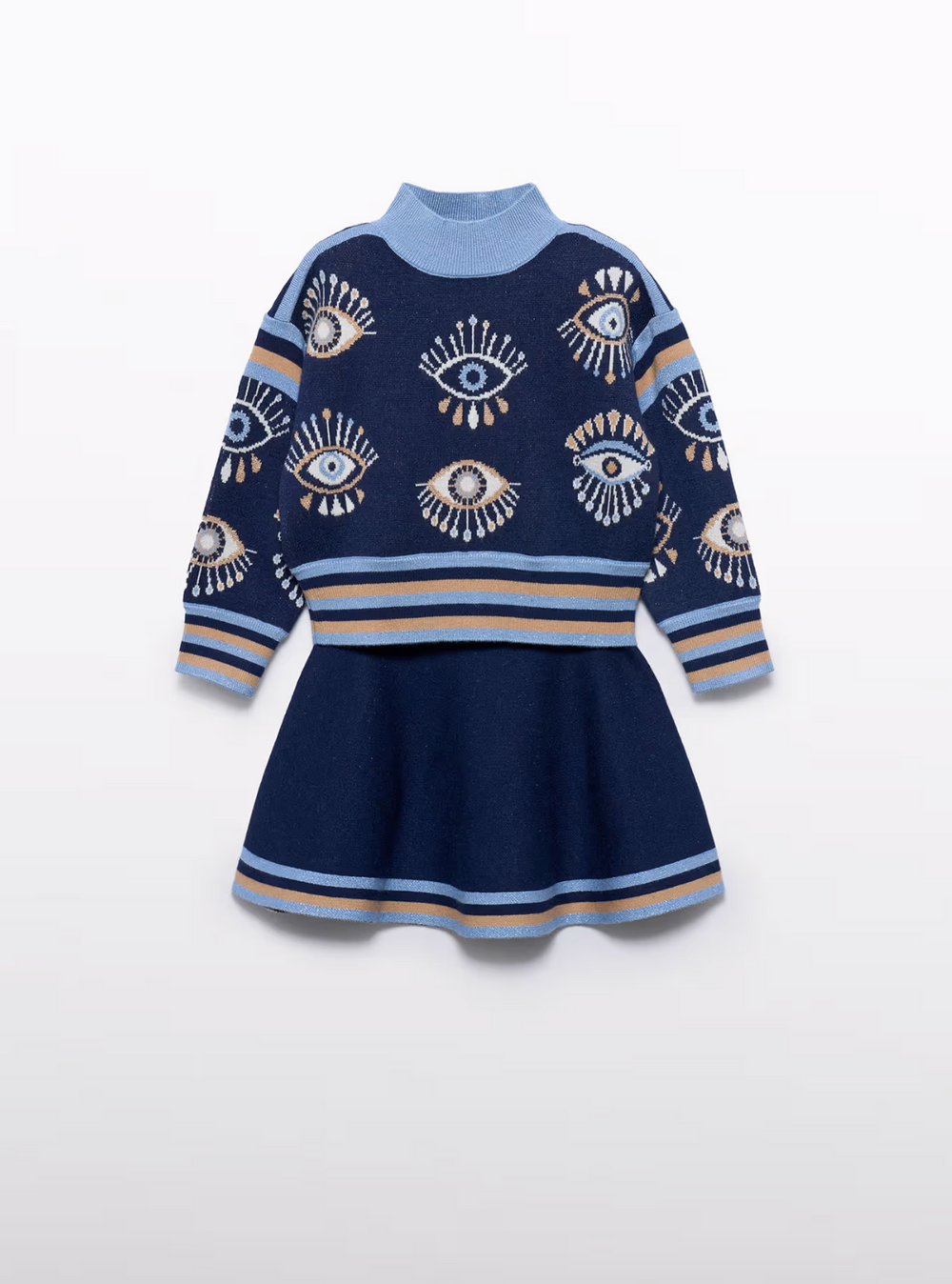 Navy Knit Skirt Set