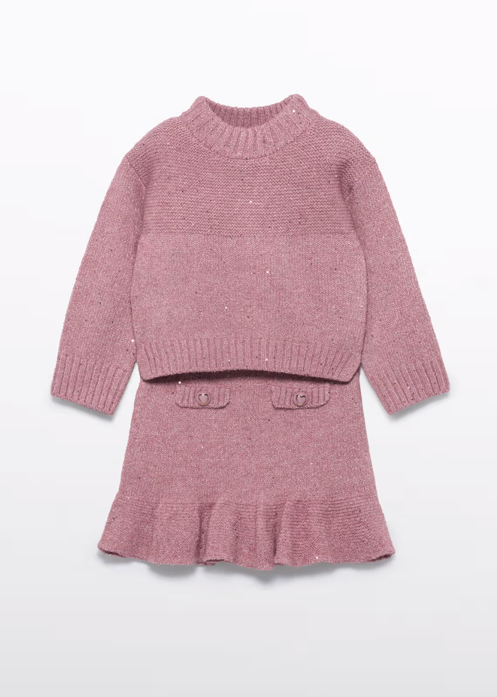 Pink Knit Skirt Set