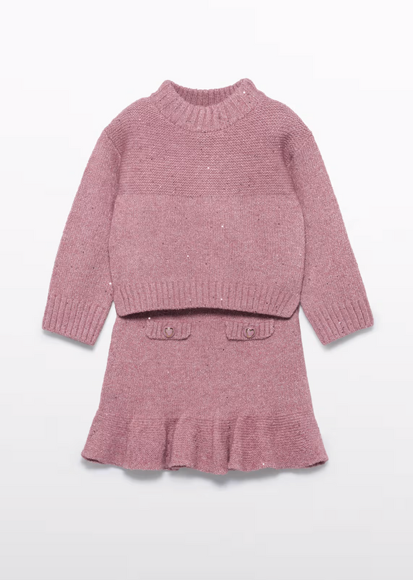 Pink Knit Skirt Set