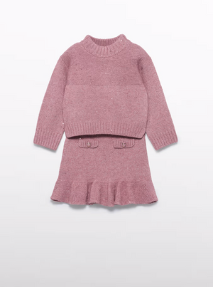 Pink Knit Skirt Set