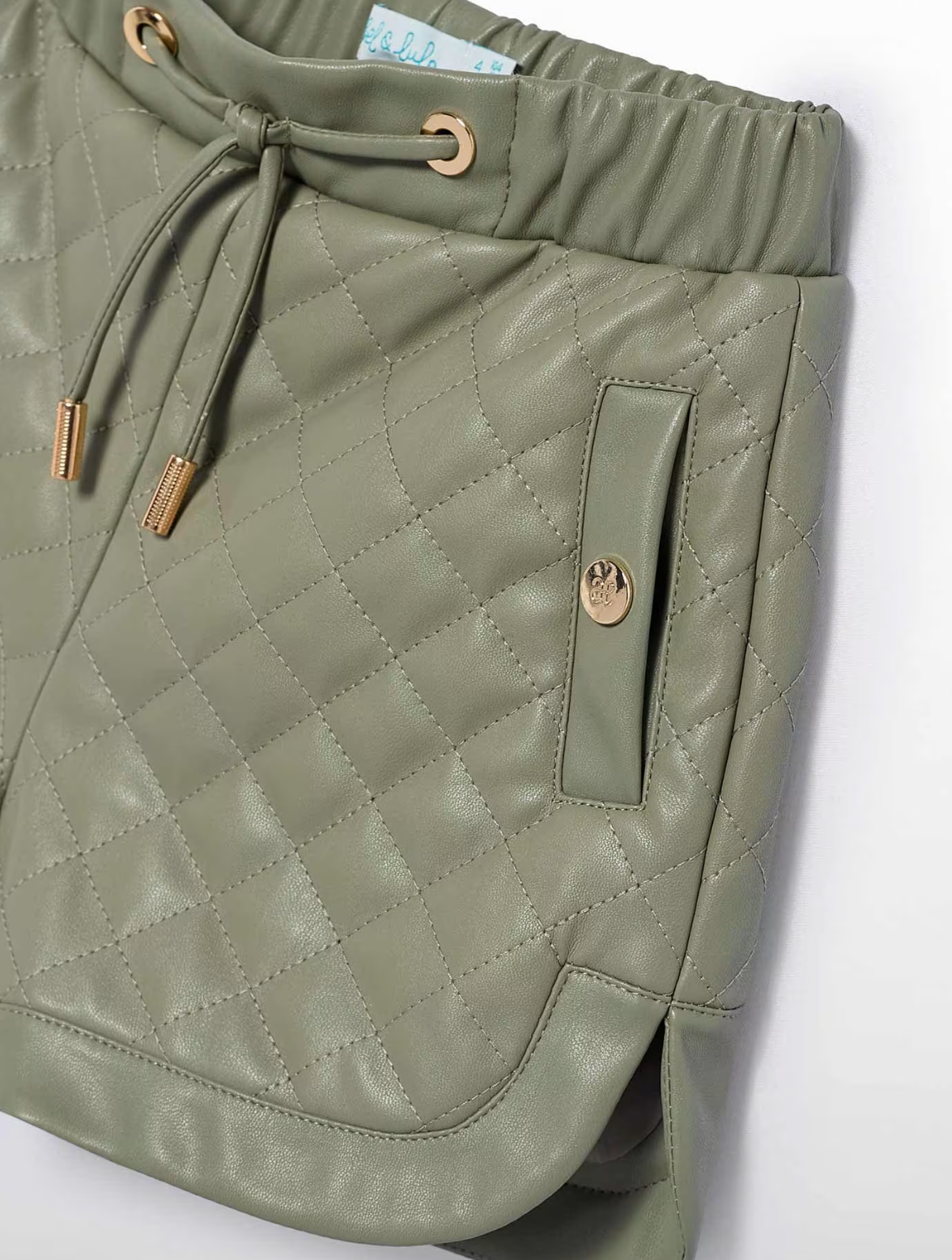 Bay leaf Quilted Faux Bermuda Shorts