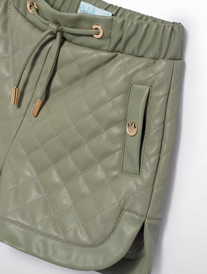 Bay leaf Quilted Faux Bermuda Shorts