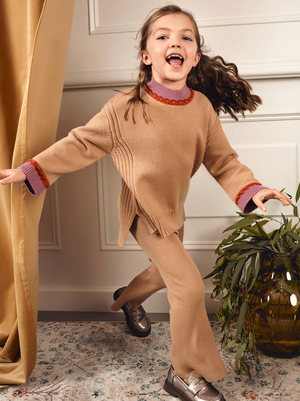 Camel Ribbed Knit Pants