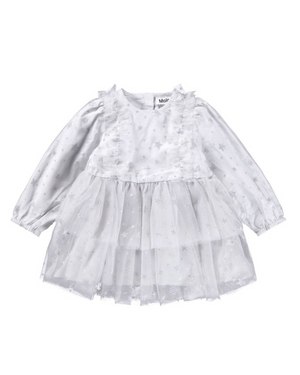 White dress with floral pattern on a white background
