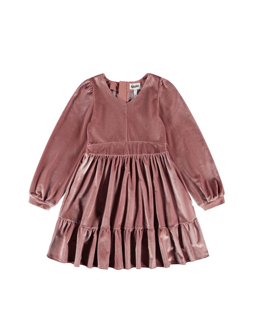 Pink dress with long sleeves on a white background