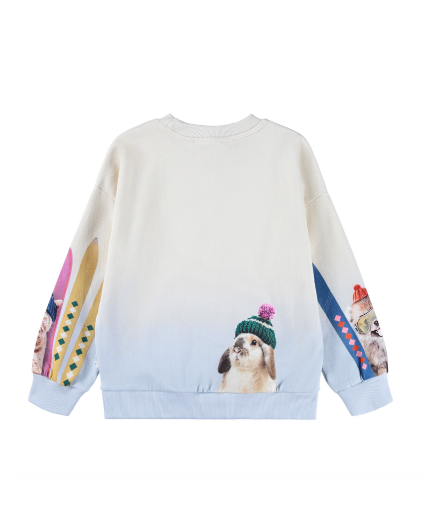 Sweatshirt with a dog design on the back against a white background